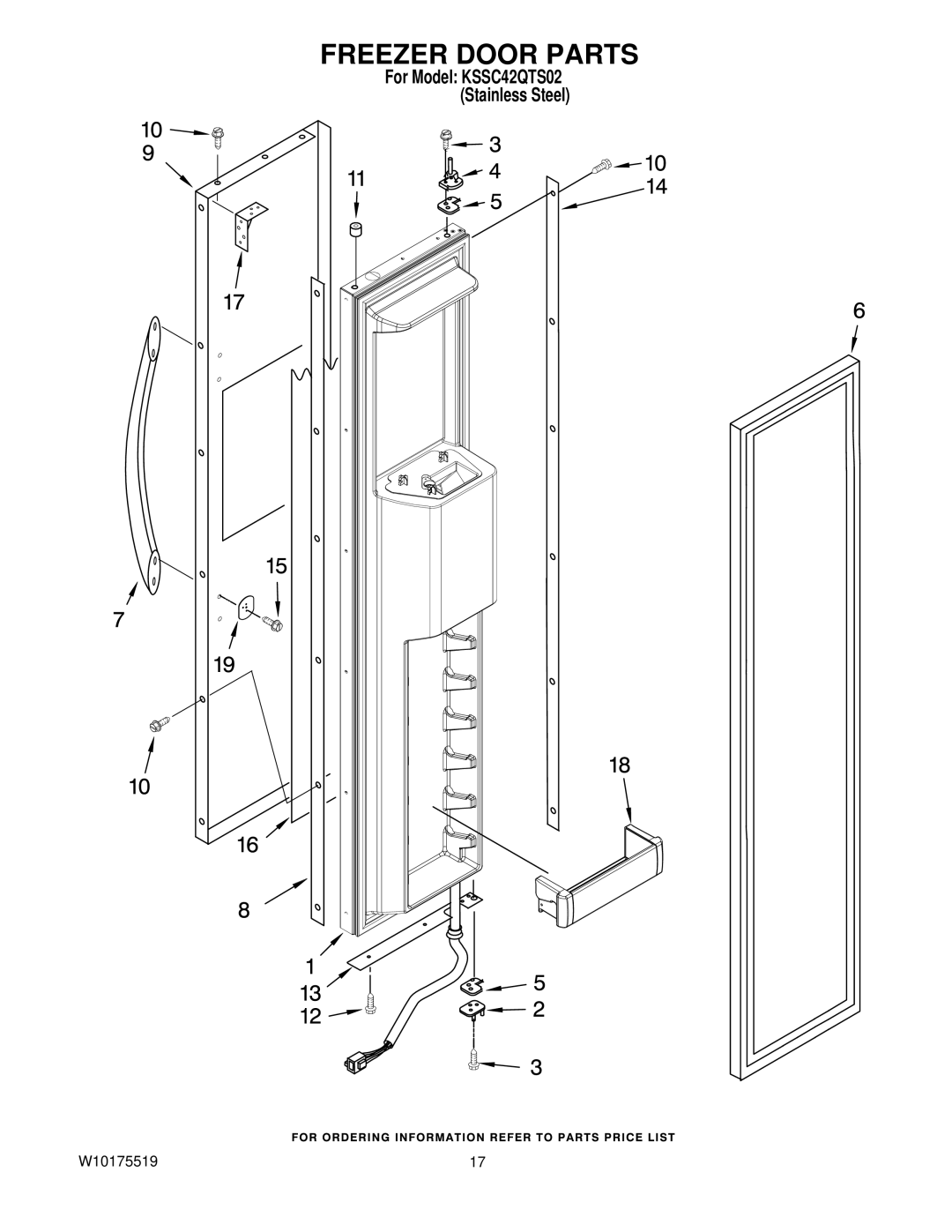 KitchenAid KSSC42QTS03 manual Freezer Door Parts 