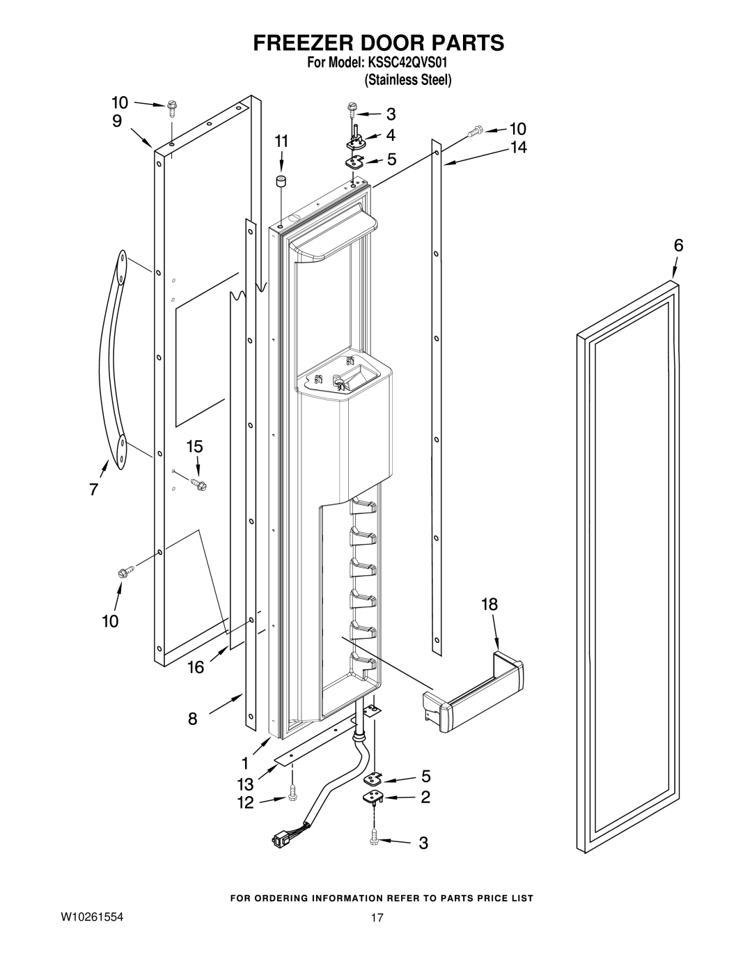 KitchenAid KSSC42QVS01 manual Freezer Door Parts 