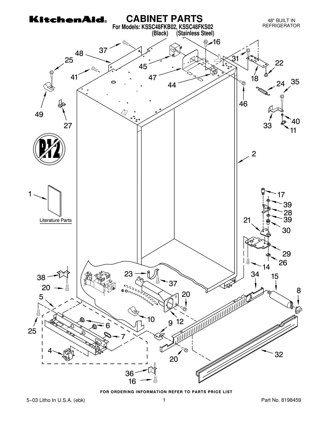 KitchenAid KSSC48FKB02, KSSC48FKS02 manual Cabinet Parts 