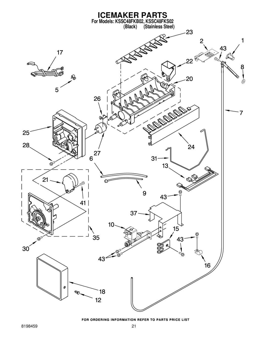 KitchenAid KSSC48FKB02, KSSC48FKS02 manual Icemaker Parts 