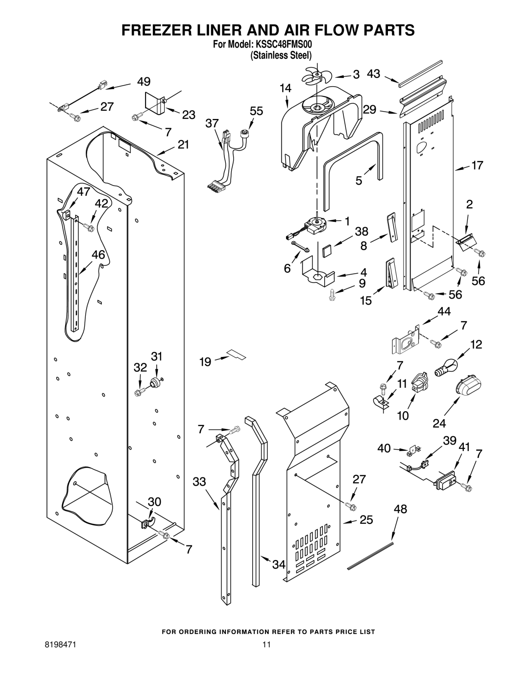 KitchenAid KSSC48FMS00 manual Freezer Liner and AIR Flow Parts 