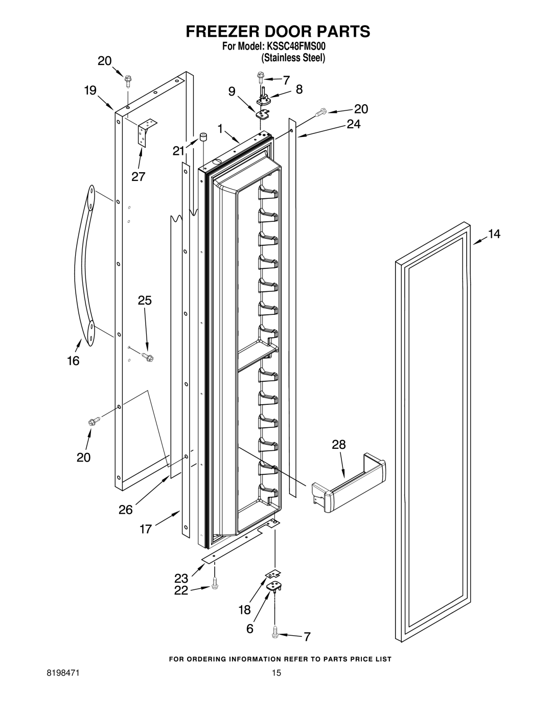 KitchenAid KSSC48FMS00 manual Freezer Door Parts 