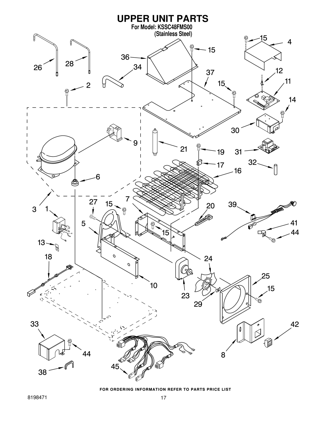 KitchenAid KSSC48FMS00 manual Upper Unit Parts 