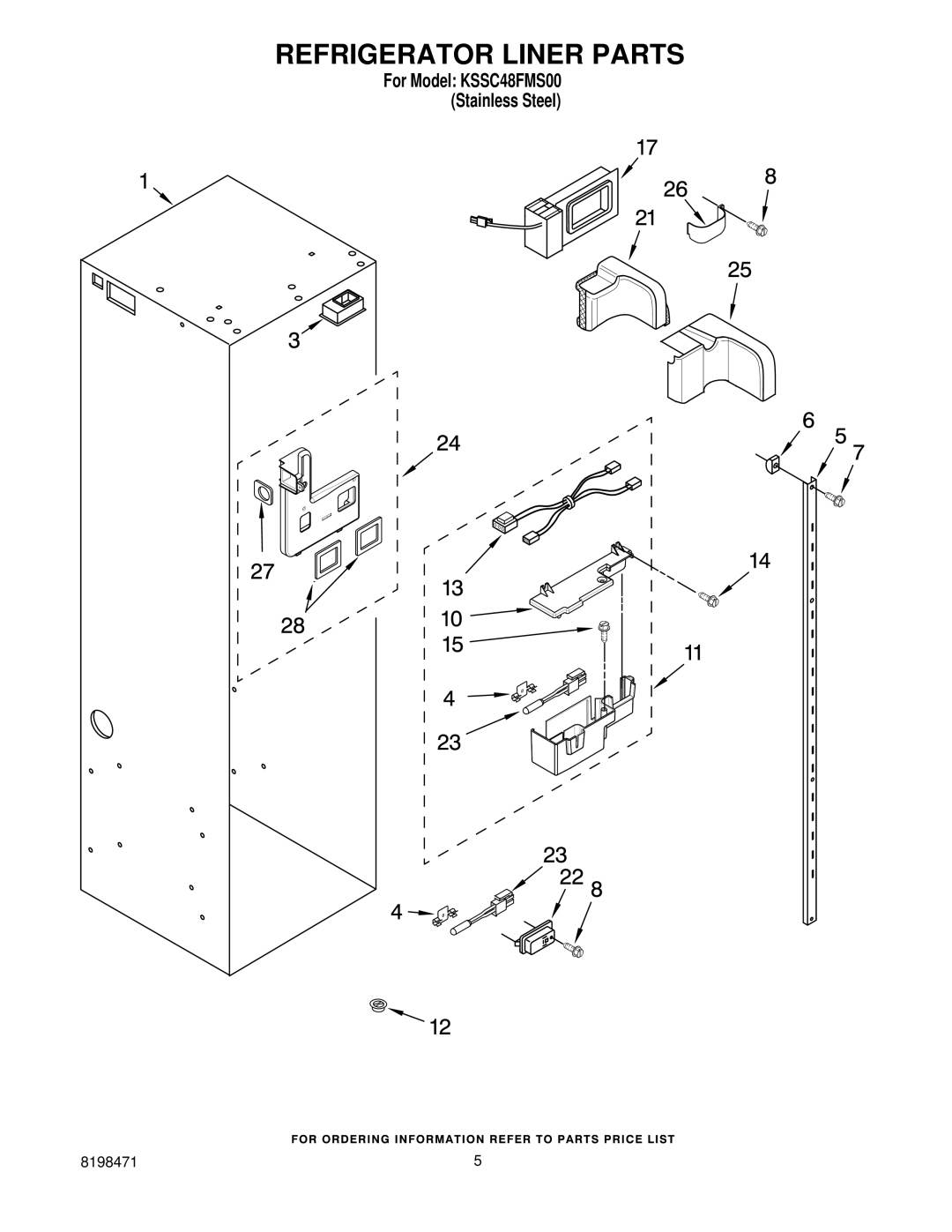 KitchenAid KSSC48FMS00 manual Refrigerator Liner Parts 