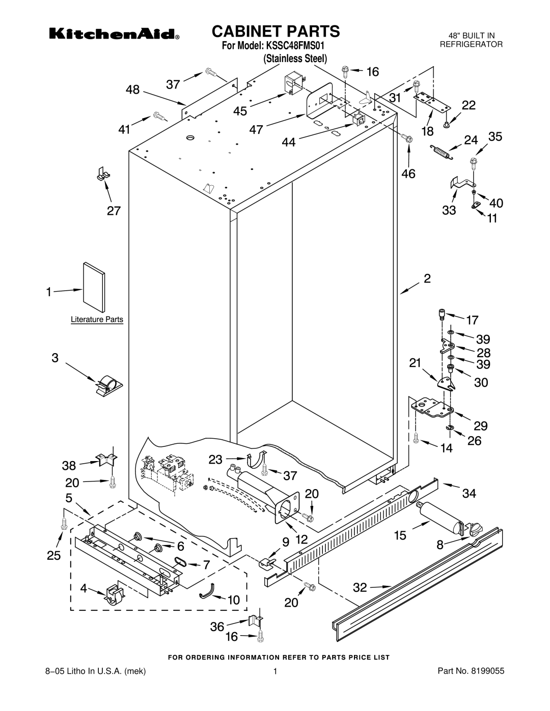 KitchenAid KSSC48FMS01 manual Cabinet Parts 