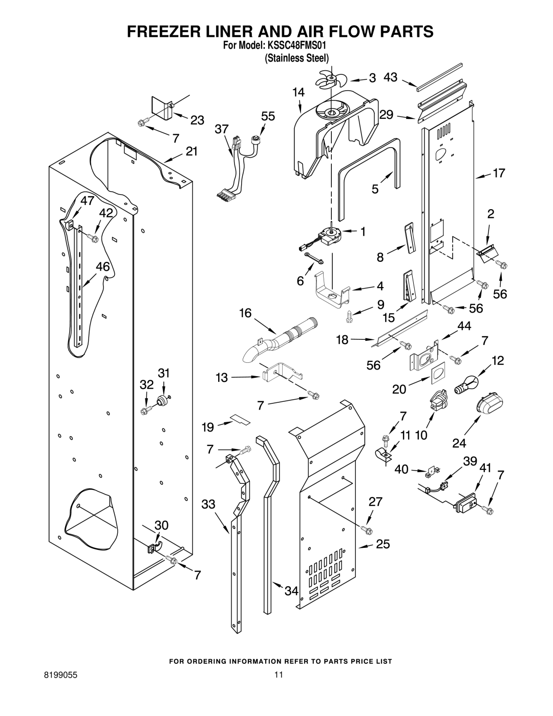 KitchenAid KSSC48FMS01 manual Freezer Liner and AIR Flow Parts 