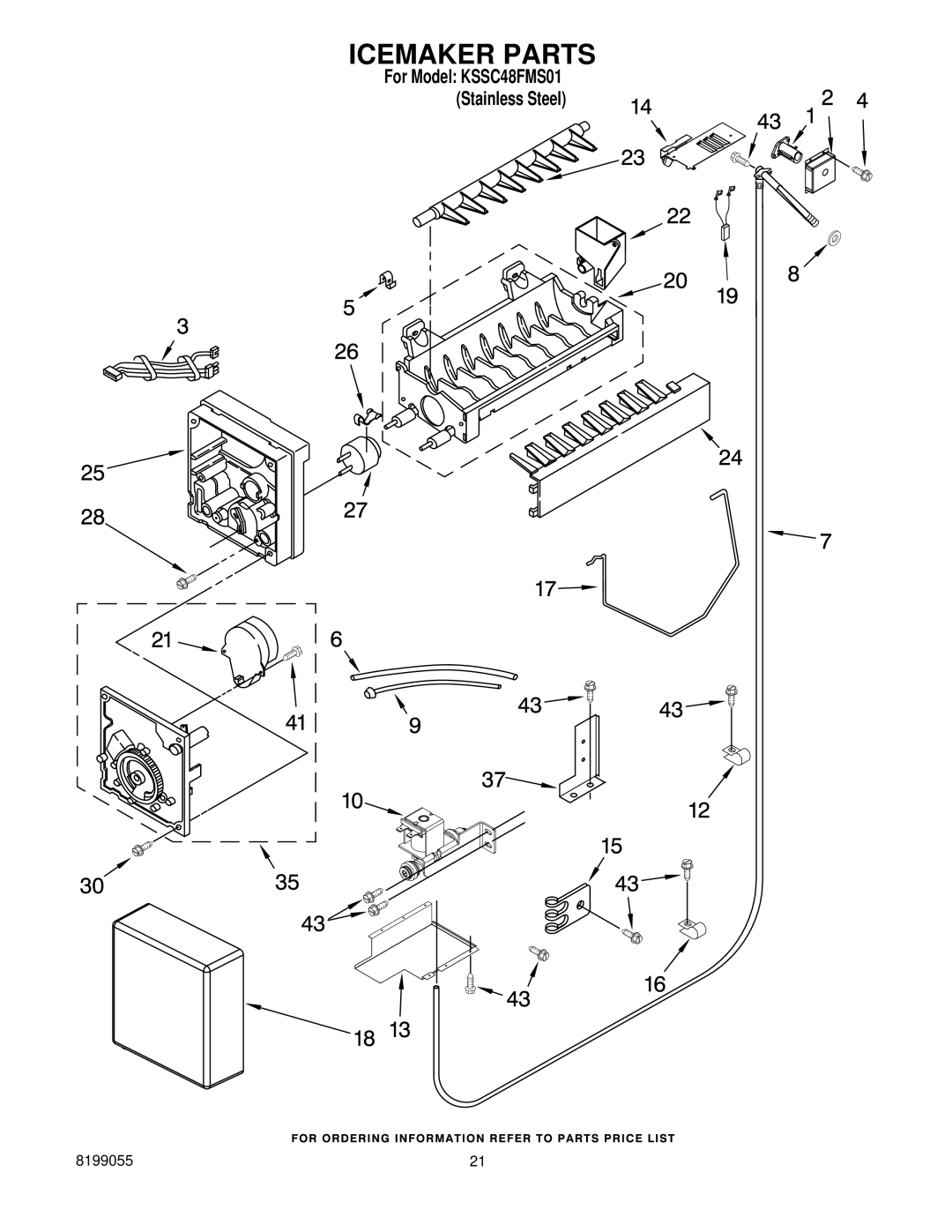 KitchenAid KSSC48FMS01 manual Icemaker Parts 