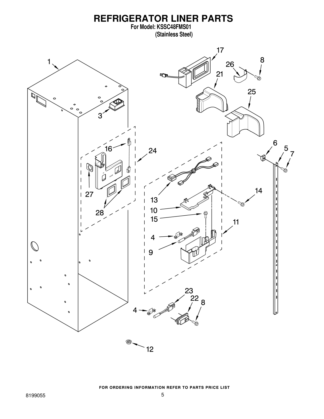 KitchenAid KSSC48FMS01 manual Refrigerator Liner Parts 