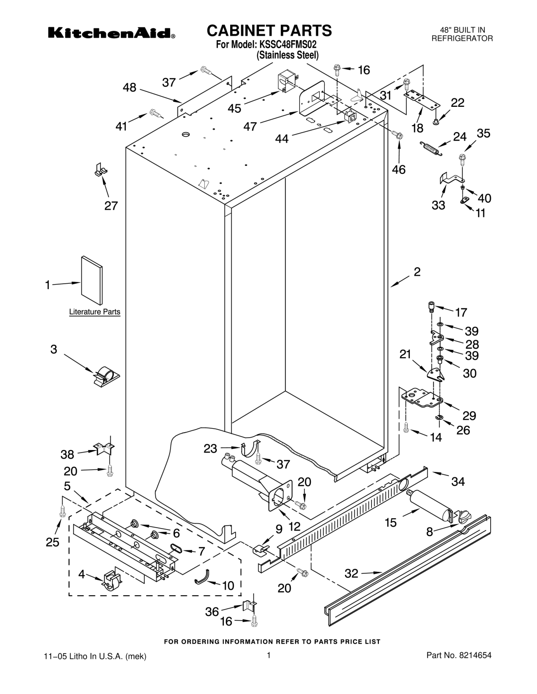 KitchenAid KSSC48FMS02 manual Cabinet Parts 