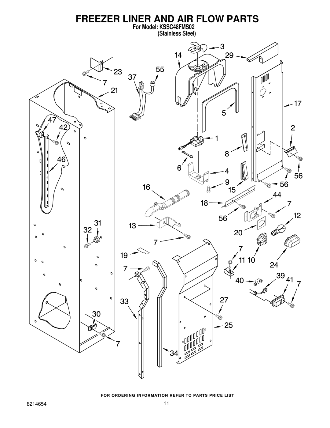 KitchenAid KSSC48FMS02 manual Freezer Liner and AIR Flow Parts 