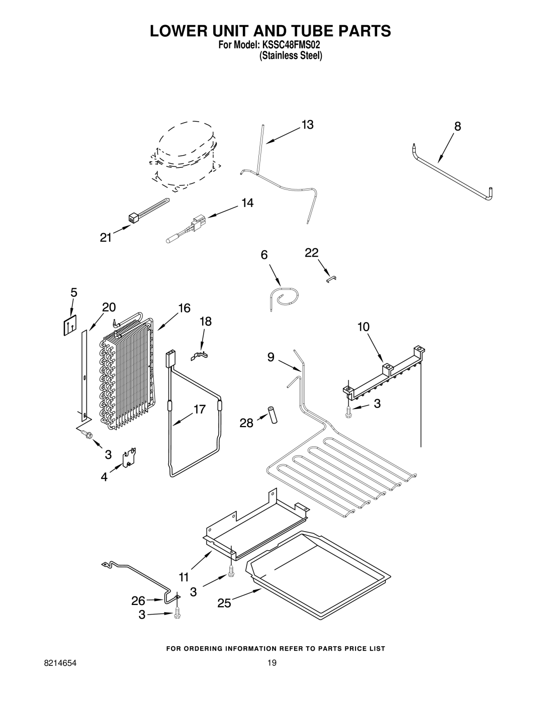 KitchenAid KSSC48FMS02 manual Lower Unit and Tube Parts 