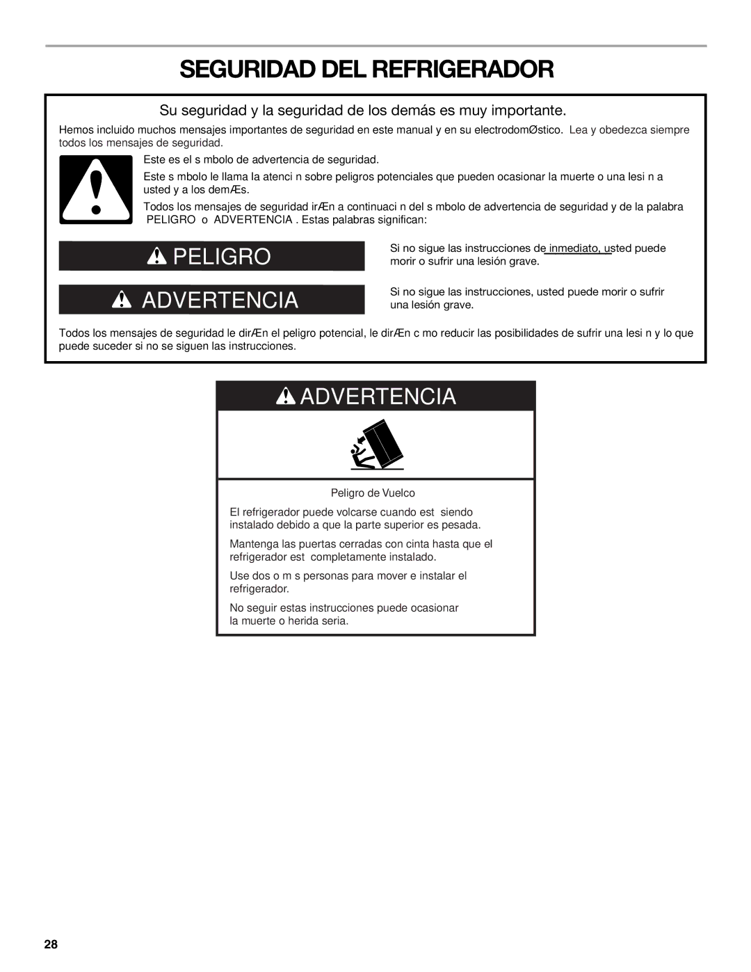 KitchenAid KSSC36FTS, KSSC48FTS Seguridad DEL Refrigerador, Su seguridad y la seguridad de los demás es muy importante 