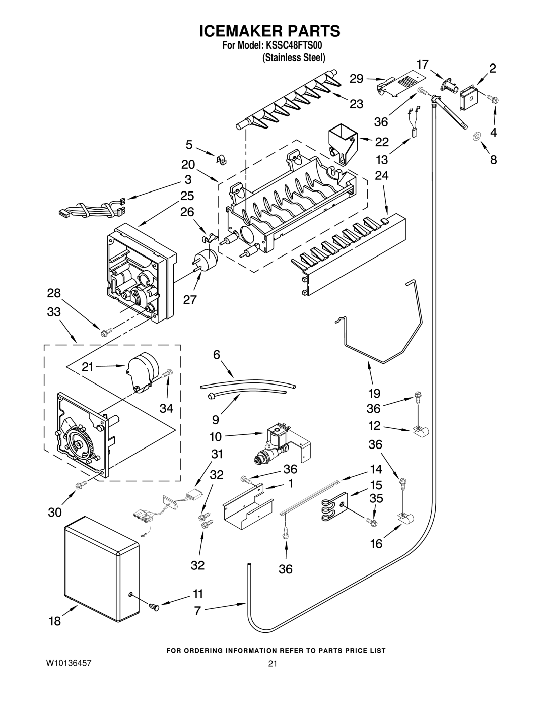 KitchenAid KSSC48FTS00 manual Icemaker Parts 