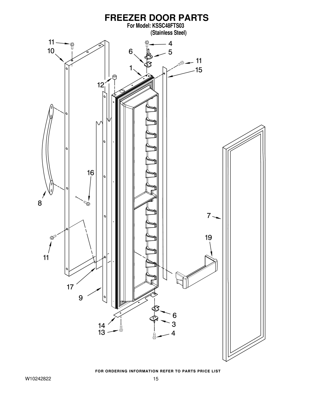 KitchenAid KSSC48FTS03 manual Freezer Door Parts 