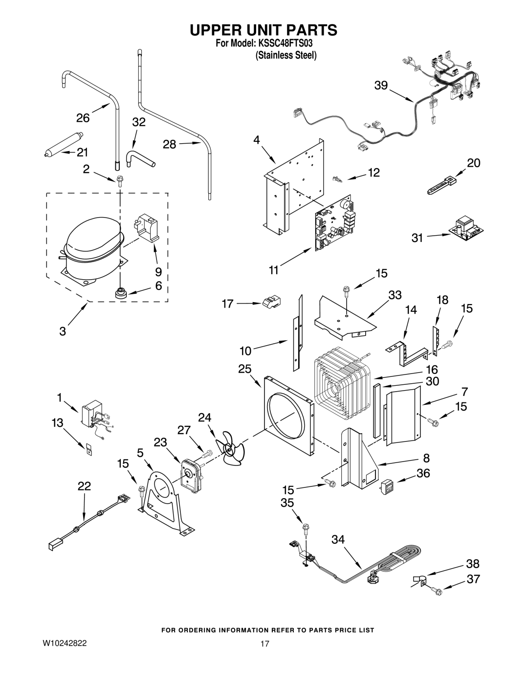 KitchenAid KSSC48FTS03 manual Upper Unit Parts 