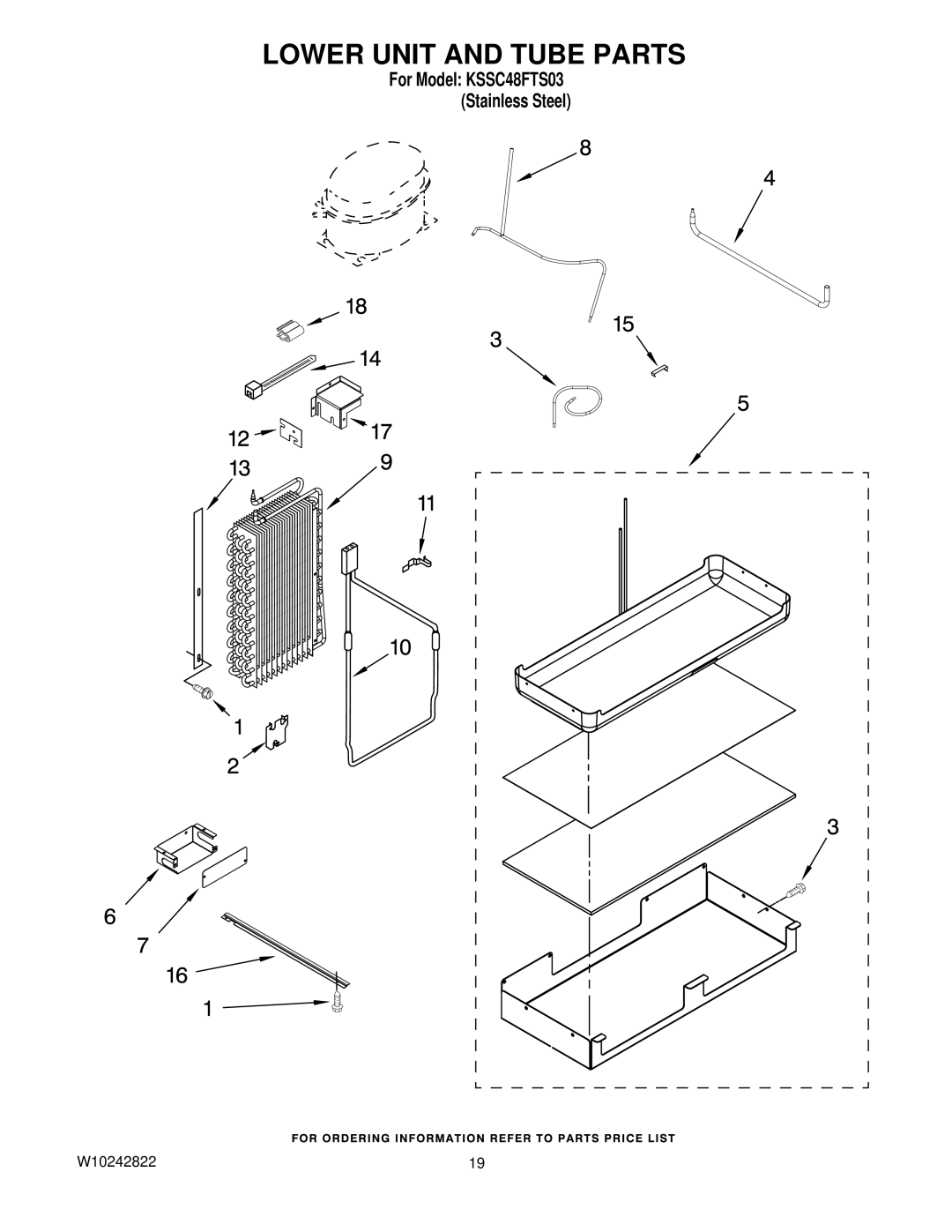 KitchenAid KSSC48FTS03 manual Lower Unit and Tube Parts 