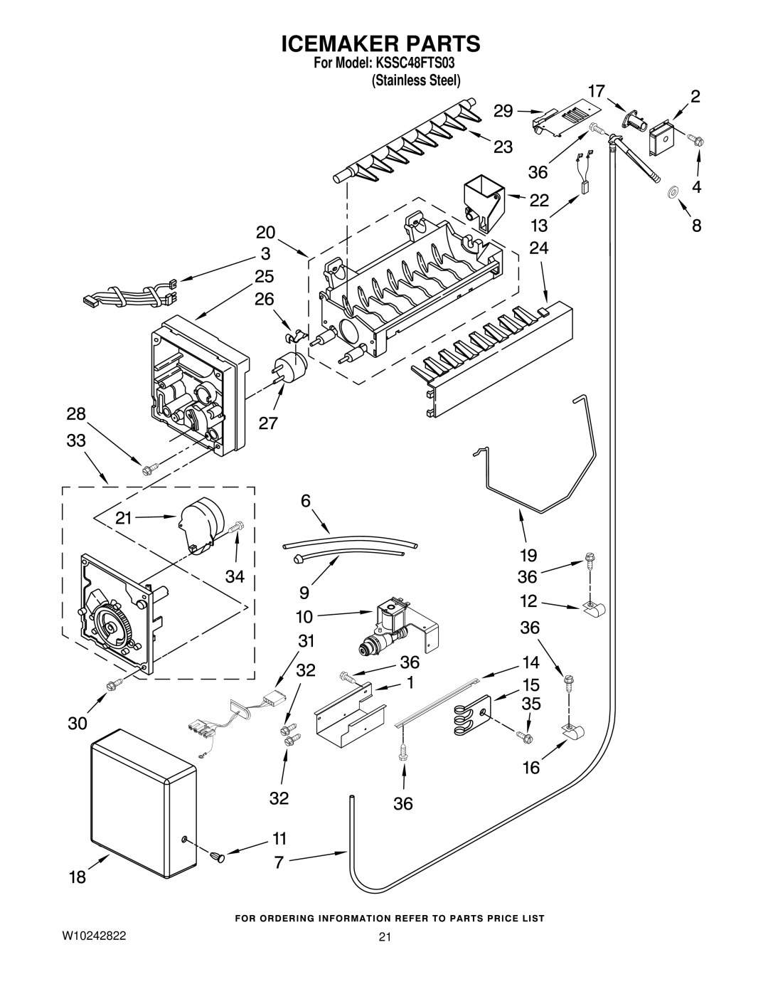 KitchenAid KSSC48FTS03 manual Icemaker Parts 