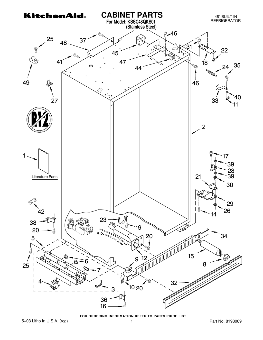 KitchenAid KSSC48QKS01 manual Cabinet Parts 