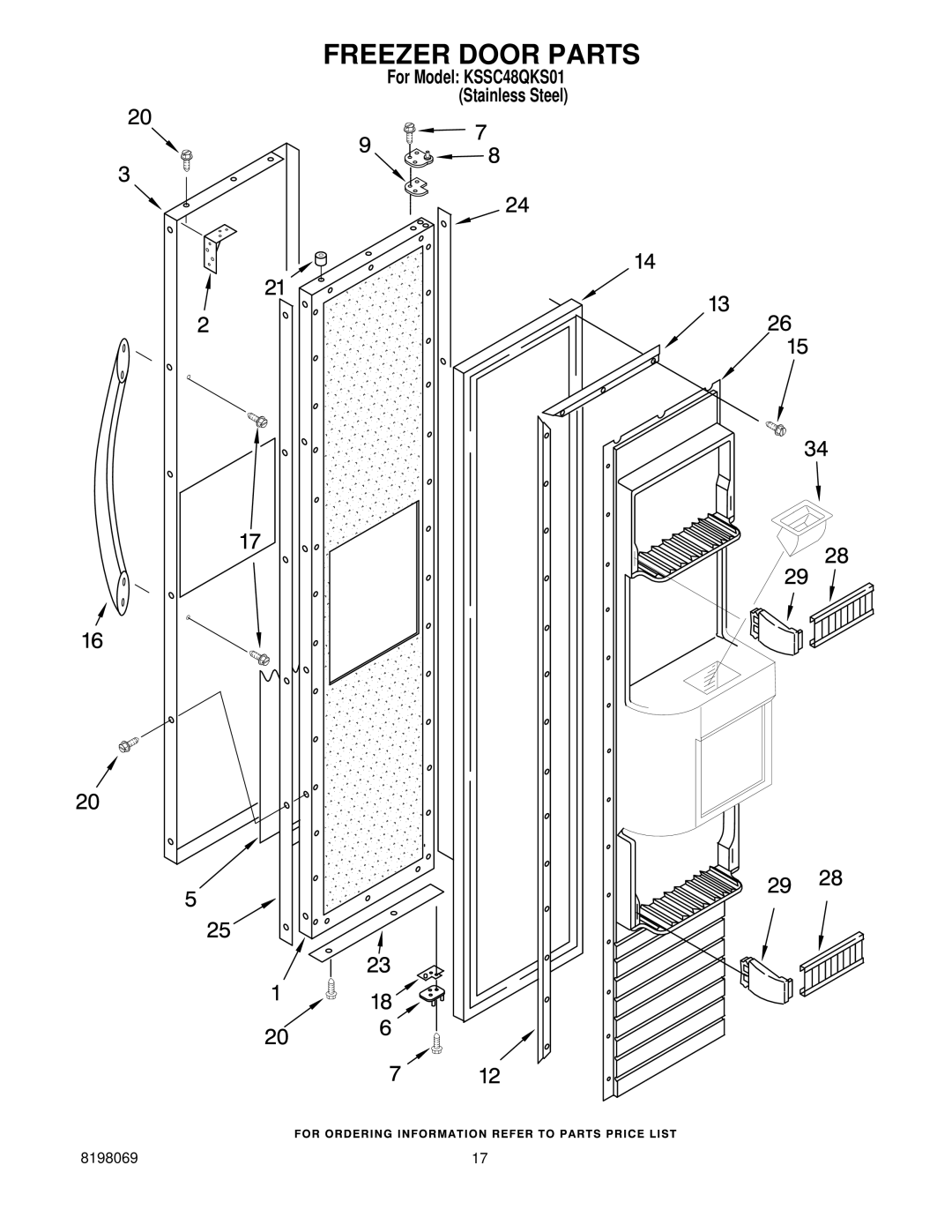 KitchenAid KSSC48QKS01 manual Freezer Door Parts 