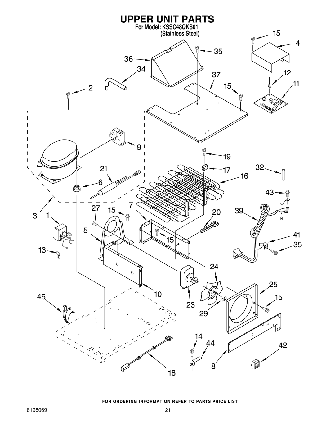 KitchenAid KSSC48QKS01 manual Upper Unit Parts 