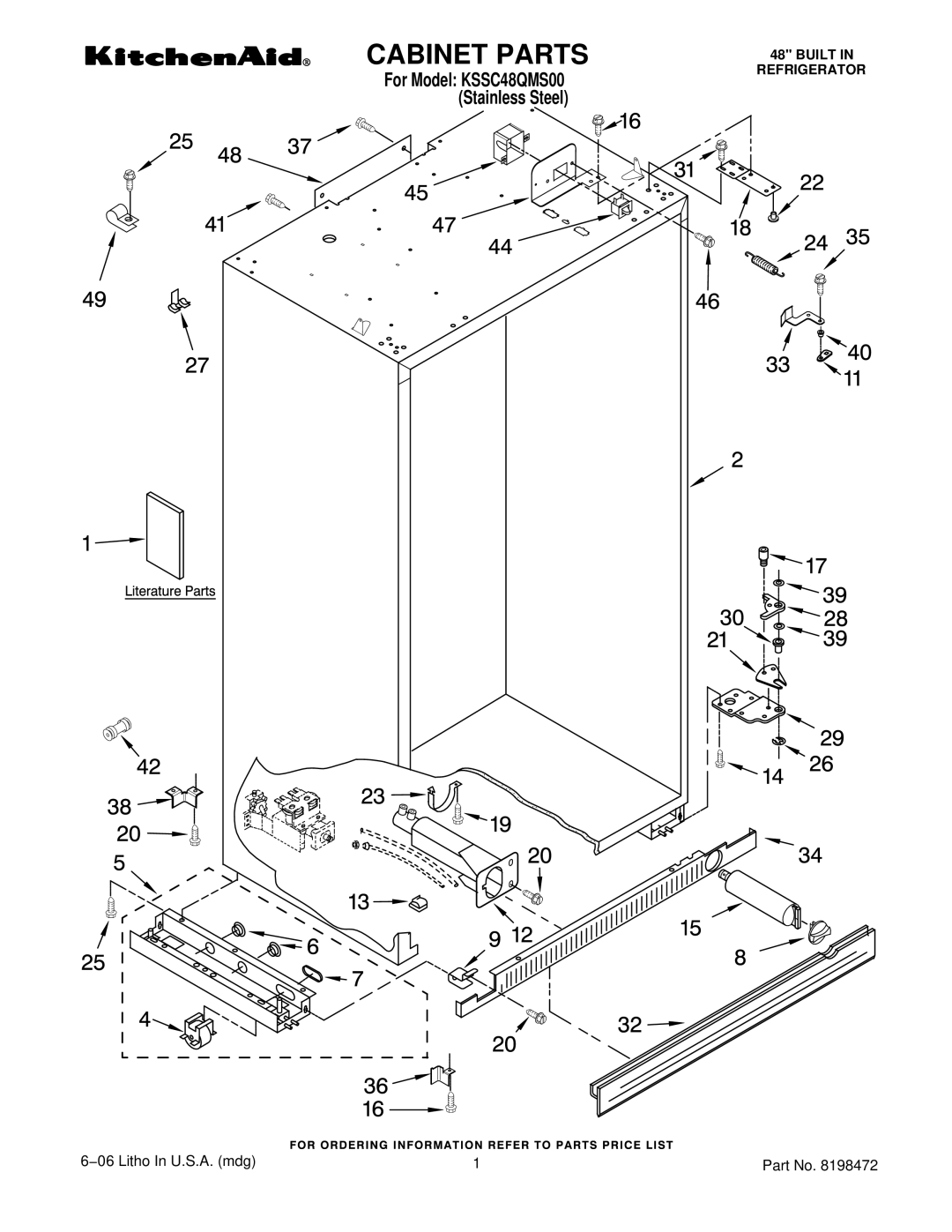 KitchenAid KSSC48QMS00 manual Cabinet Parts 