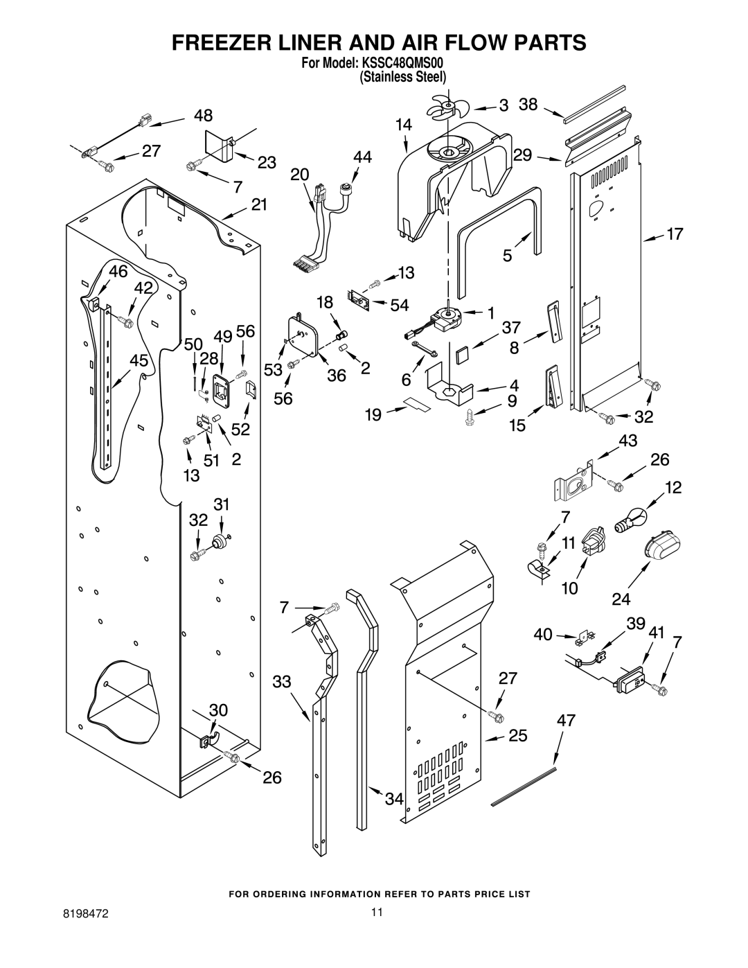 KitchenAid KSSC48QMS00 manual Freezer Liner and AIR Flow Parts 