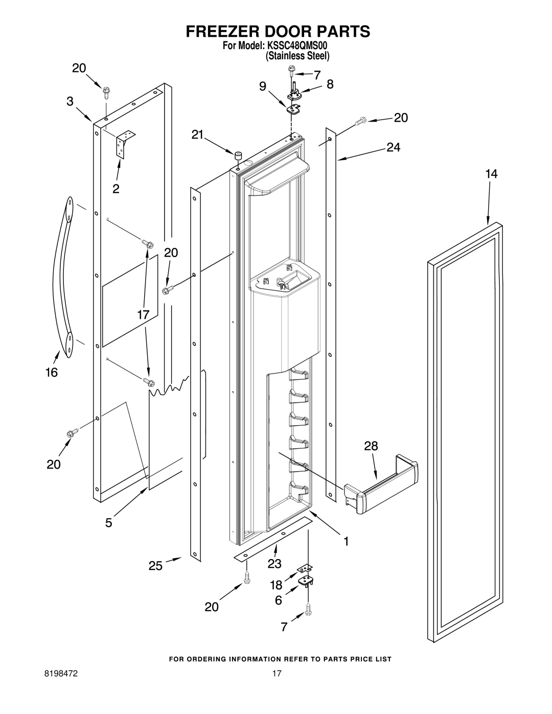 KitchenAid KSSC48QMS00 manual Freezer Door Parts 