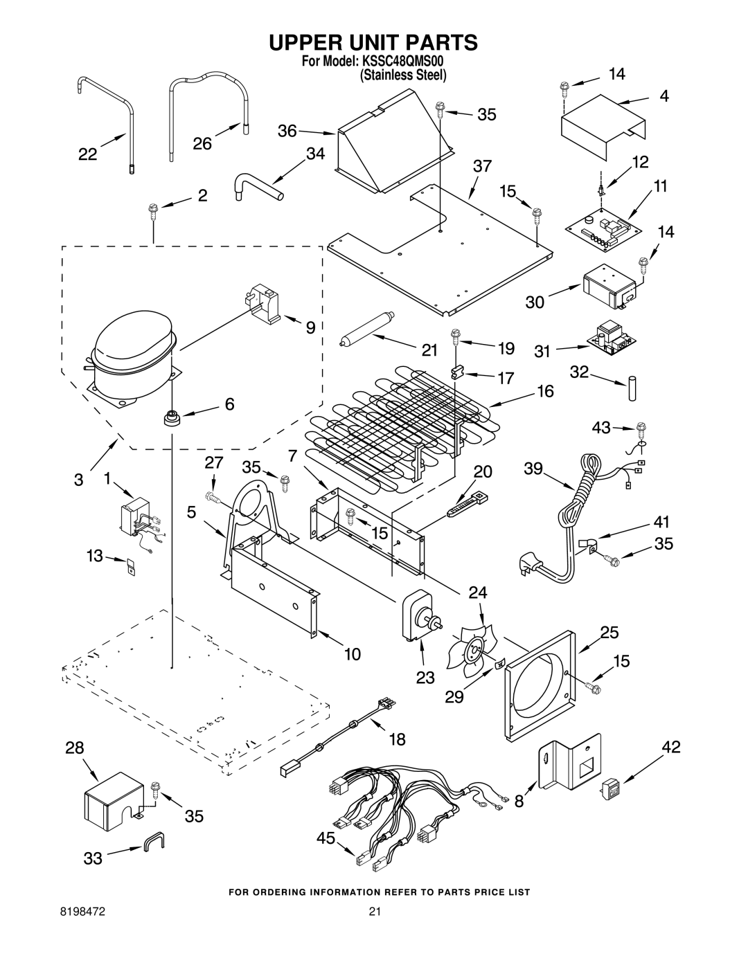 KitchenAid KSSC48QMS00 manual Upper Unit Parts 