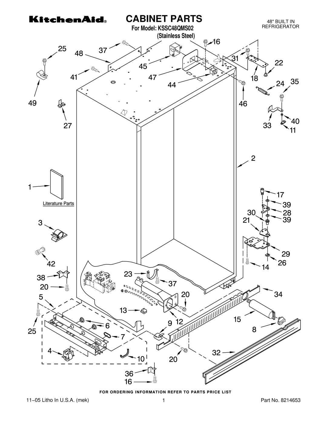 KitchenAid kssc48qms02 manual Cabinet Parts 