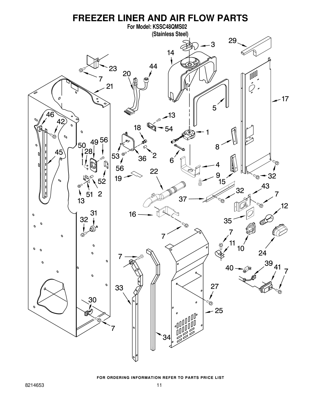 KitchenAid kssc48qms02 manual Freezer Liner and AIR Flow Parts 