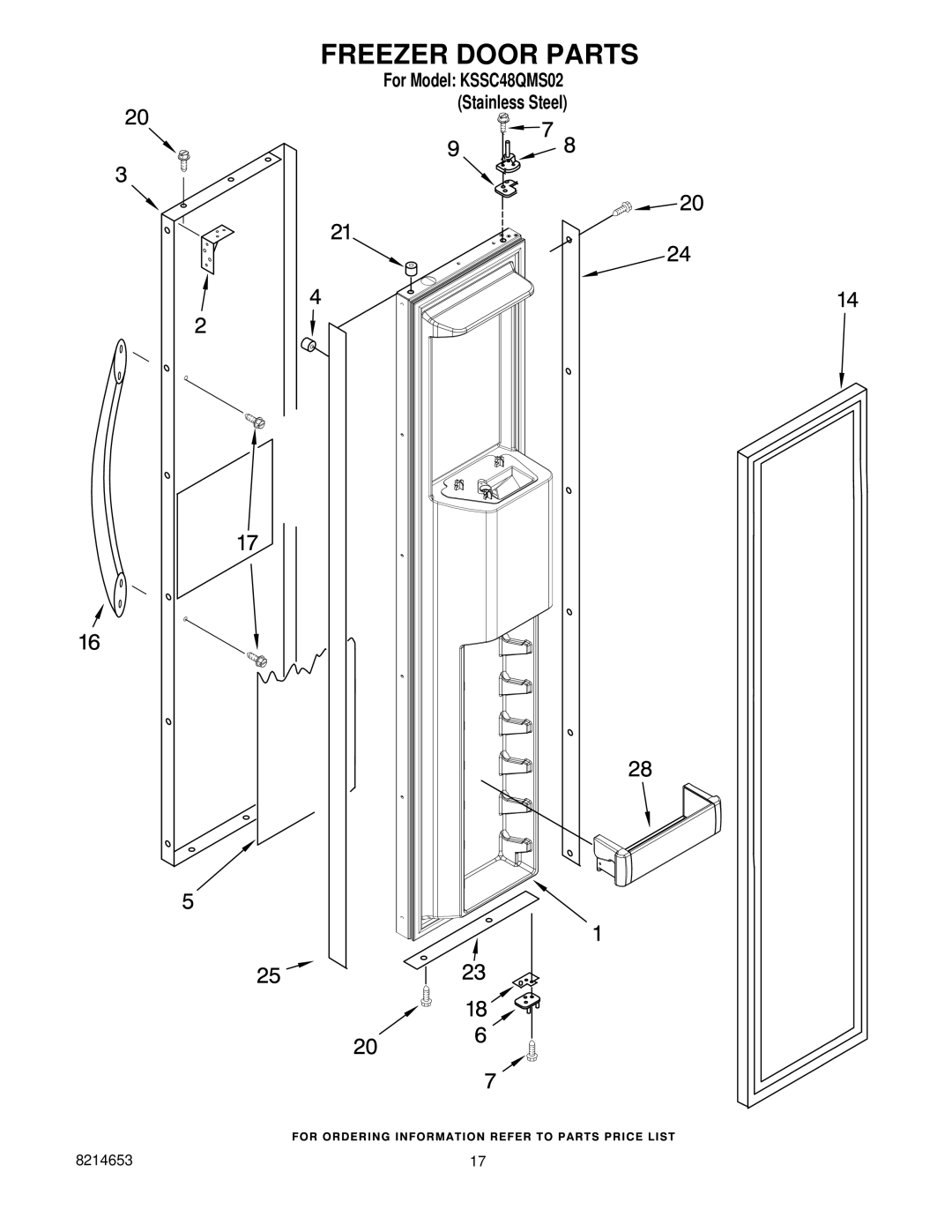 KitchenAid kssc48qms02 manual Freezer Door Parts 