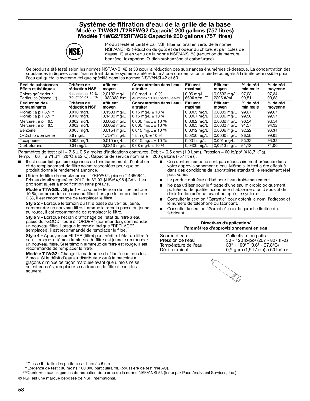 KitchenAid KSSC48QVS, W10303989A manual Réd. de substances Critères de Affluent 