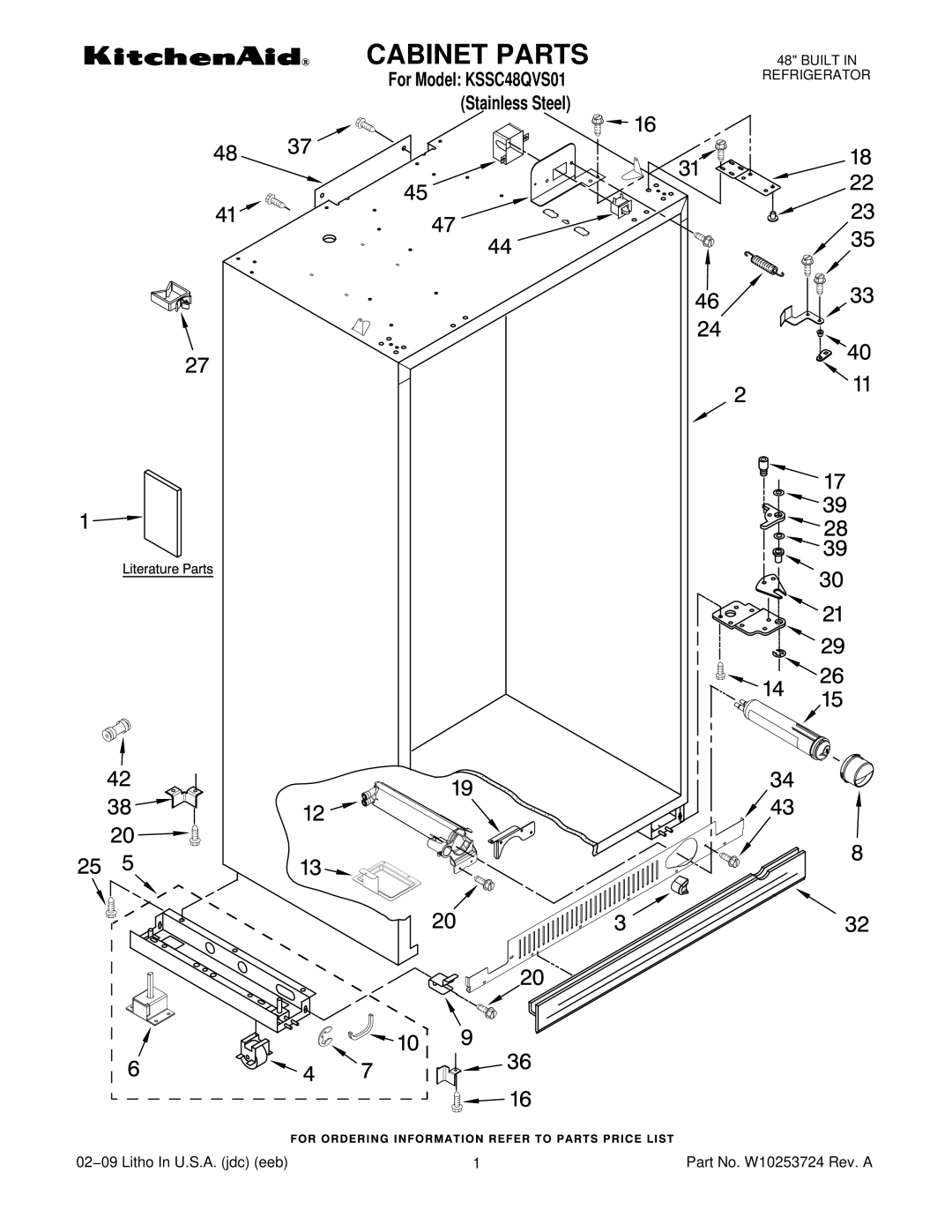 KitchenAid KSSC48QVS01 manual Cabinet Parts 