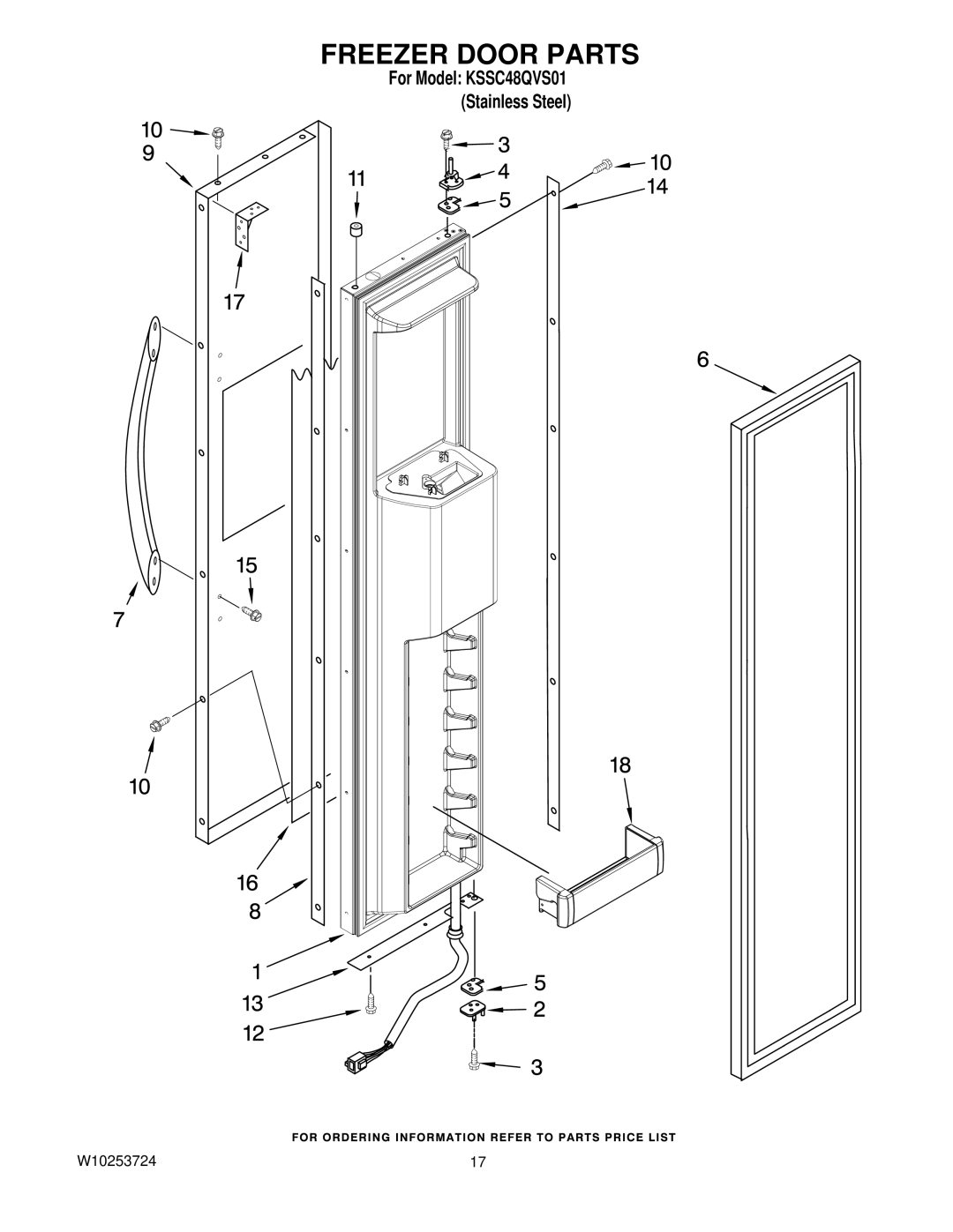 KitchenAid KSSC48QVS01 manual Freezer Door Parts 