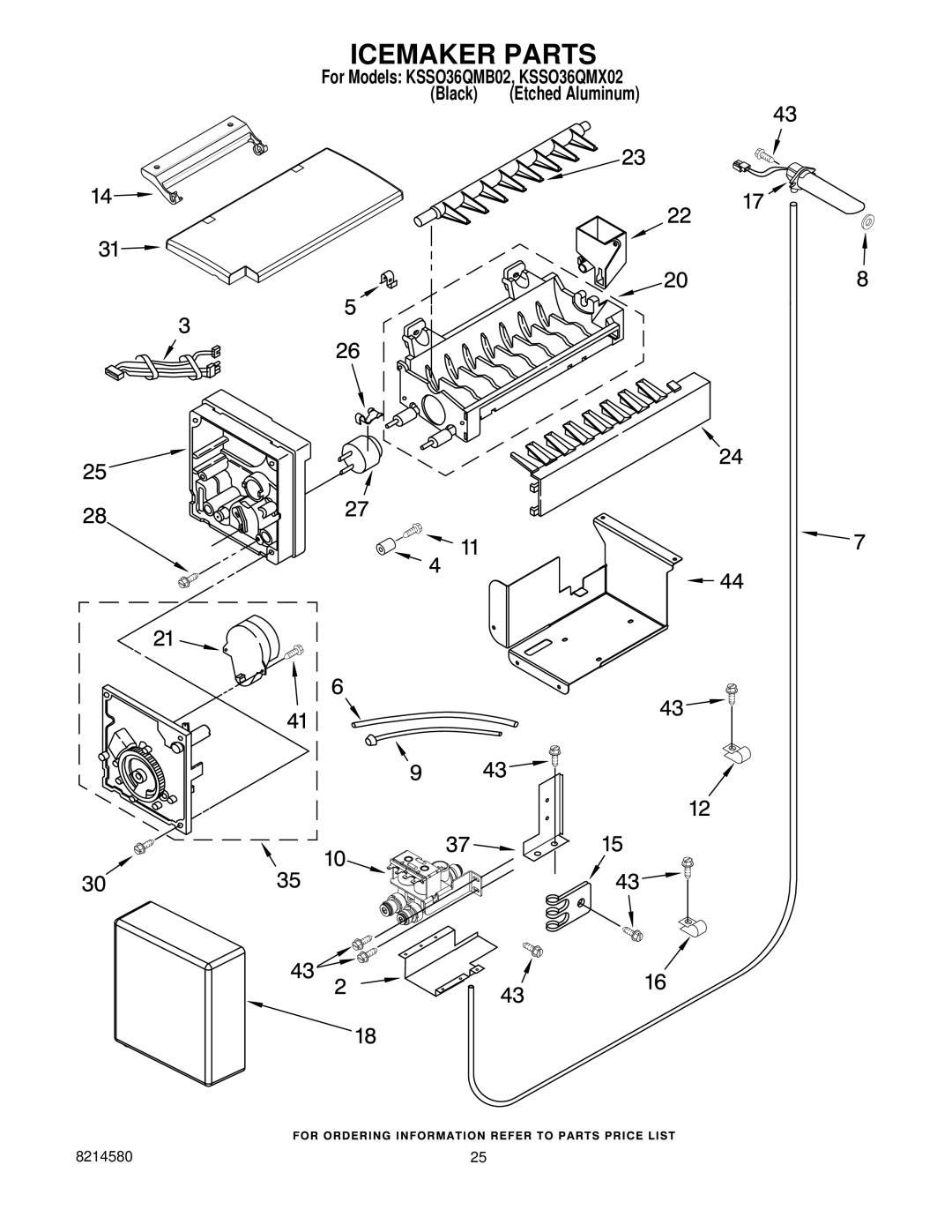 KitchenAid KSSO36QMB02, KSSO36QMX02 manual Icemaker Parts 