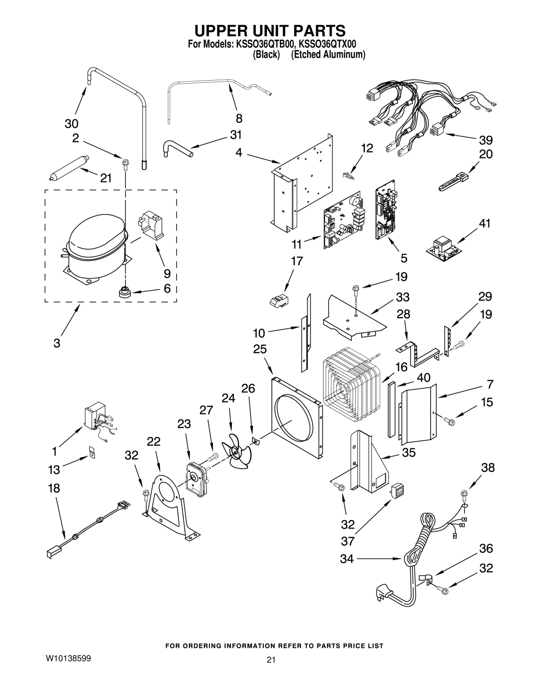 KitchenAid KSSO36QTB00, KSSO36QTX00 manual Upper Unit Parts 