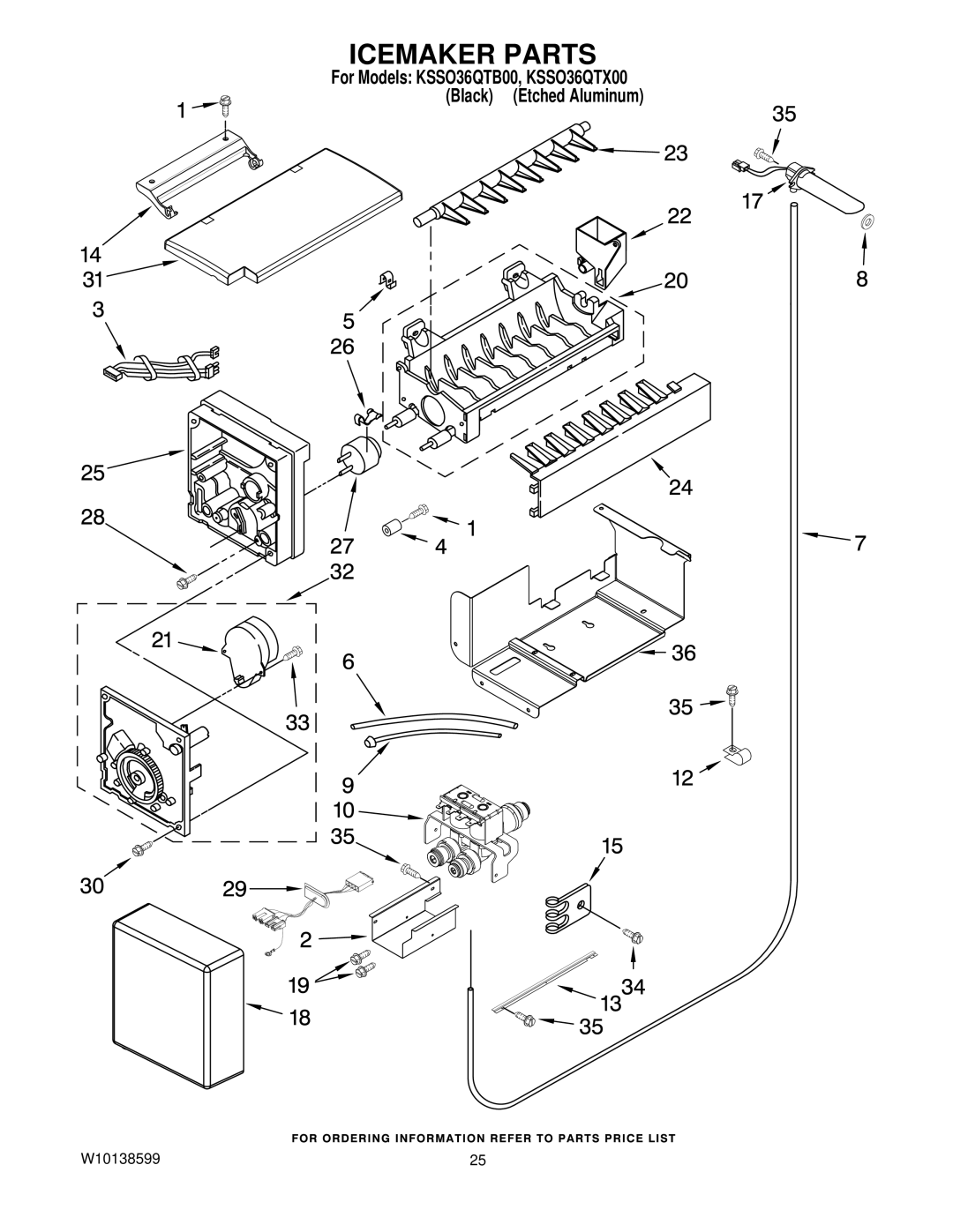 KitchenAid KSSO36QTB00, KSSO36QTX00 manual Icemaker Parts 