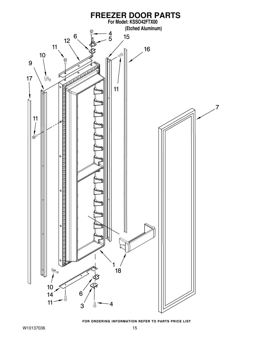 KitchenAid KSSO42FTX00 manual Freezer Door Parts 