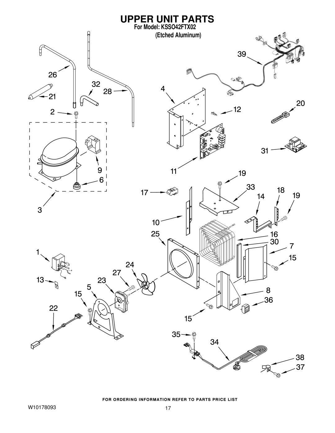 KitchenAid KSSO42FTX02 manual Upper Unit Parts 