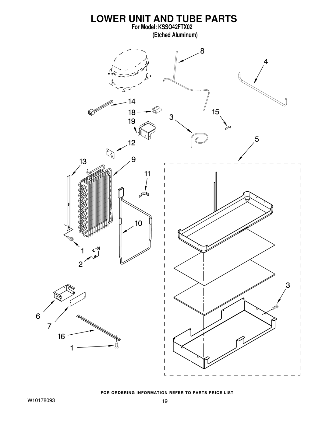 KitchenAid KSSO42FTX02 manual Lower Unit and Tube Parts 