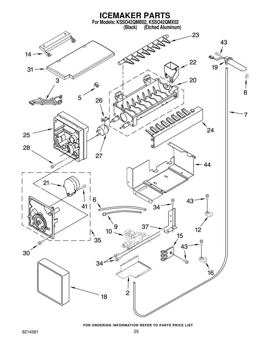 KitchenAid KSSO42QMB02, KSSO42QMX02 manual Icemaker Parts 