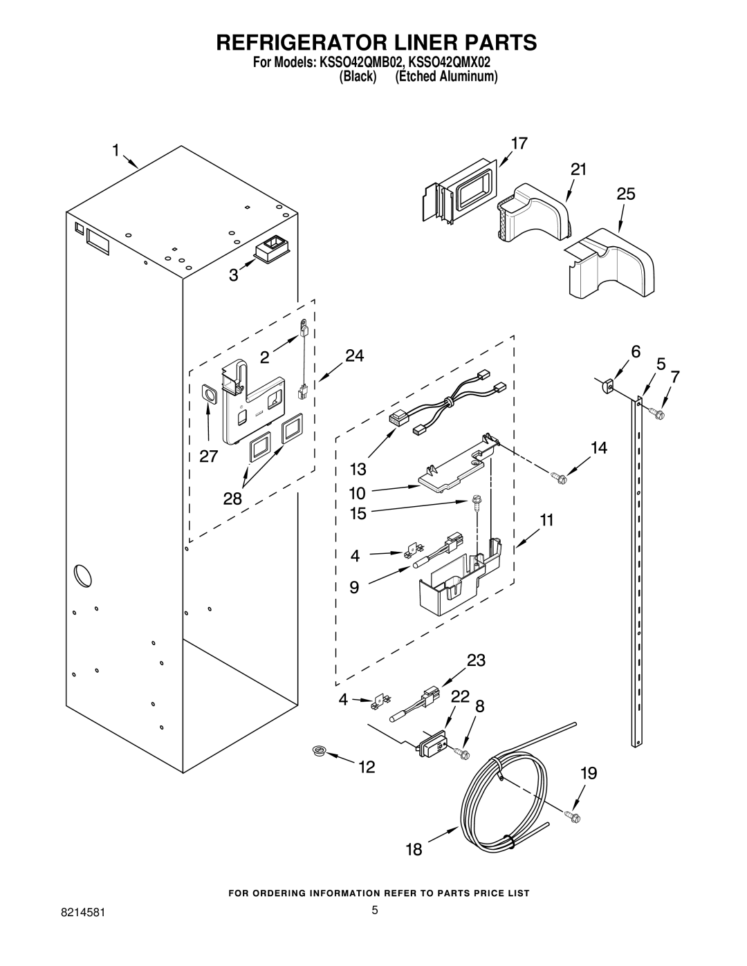 KitchenAid KSSO42QMB02, KSSO42QMX02 manual Refrigerator Liner Parts 