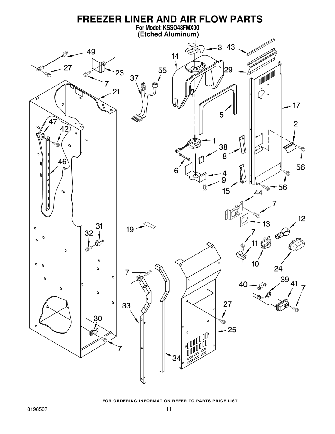 KitchenAid KSSO48FMX00 manual Freezer Liner and AIR Flow Parts 