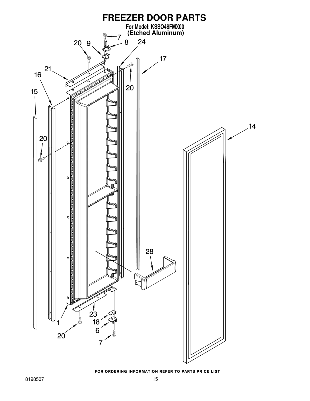 KitchenAid KSSO48FMX00 manual Freezer Door Parts 