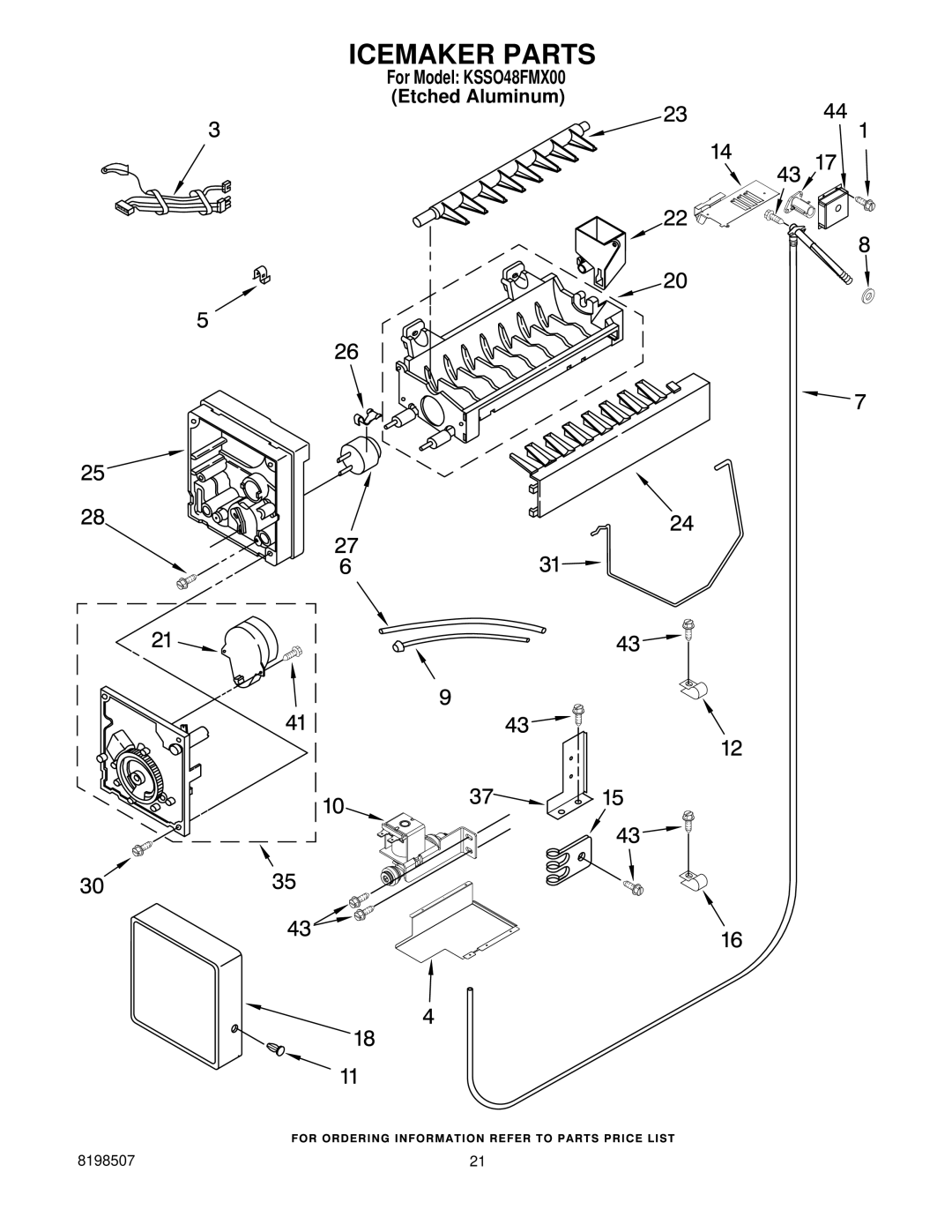 KitchenAid KSSO48FMX00 manual Icemaker Parts 