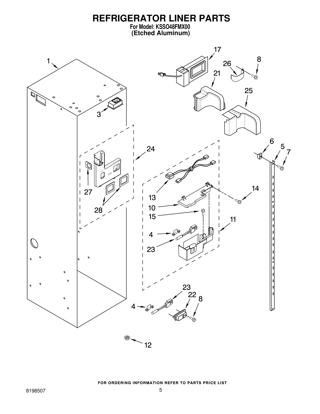 KitchenAid KSSO48FMX00 manual Refrigerator Liner Parts 