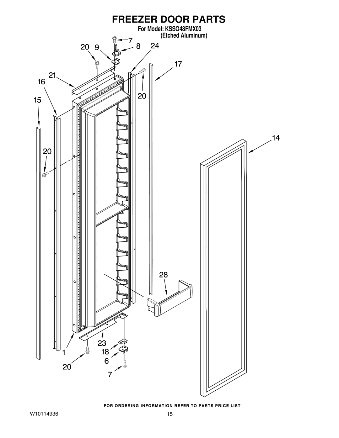 KitchenAid KSSO48FMX03 manual Freezer Door Parts 