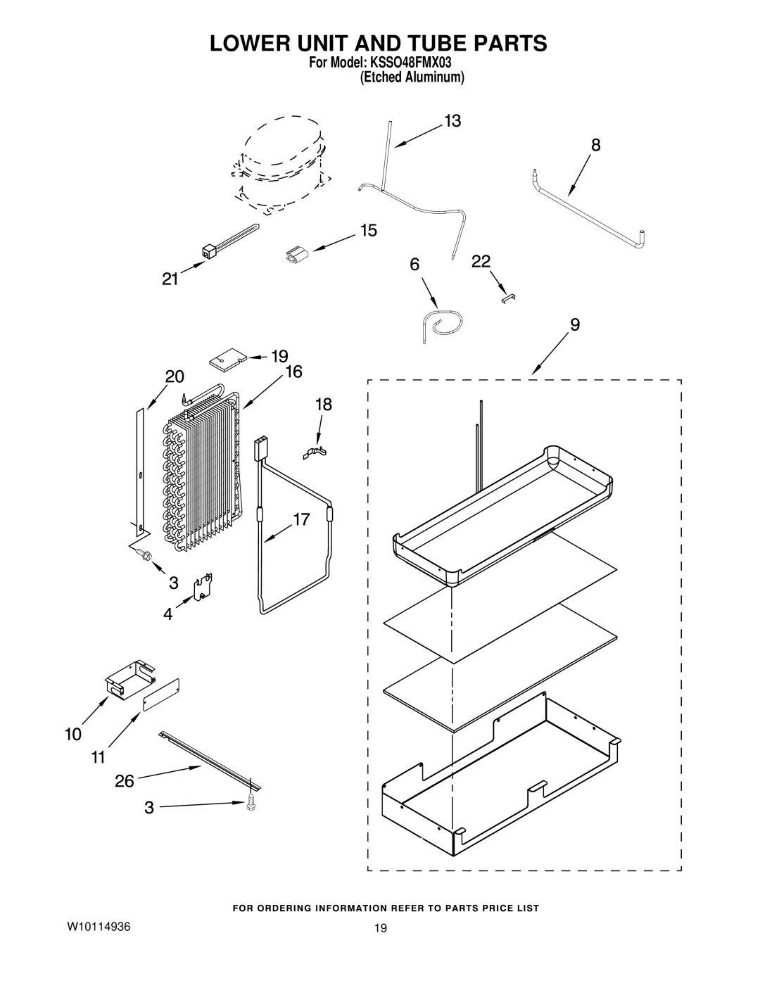 KitchenAid KSSO48FMX03 manual Lower Unit and Tube Parts 