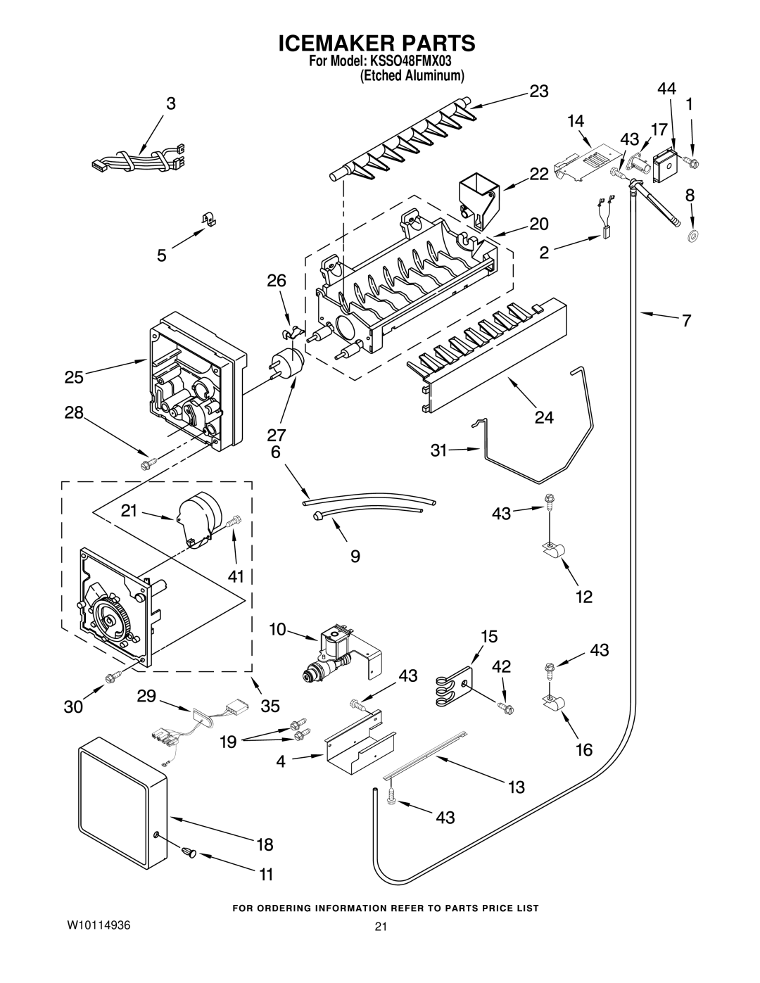 KitchenAid KSSO48FMX03 manual Icemaker Parts 