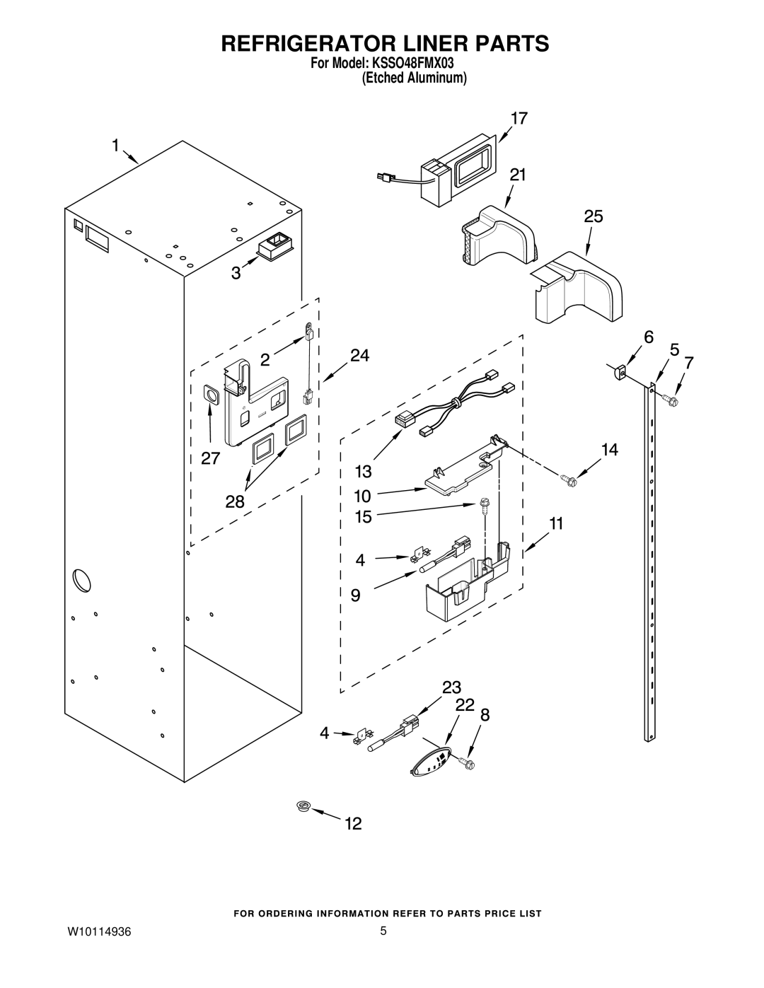 KitchenAid KSSO48FMX03 manual Refrigerator Liner Parts 